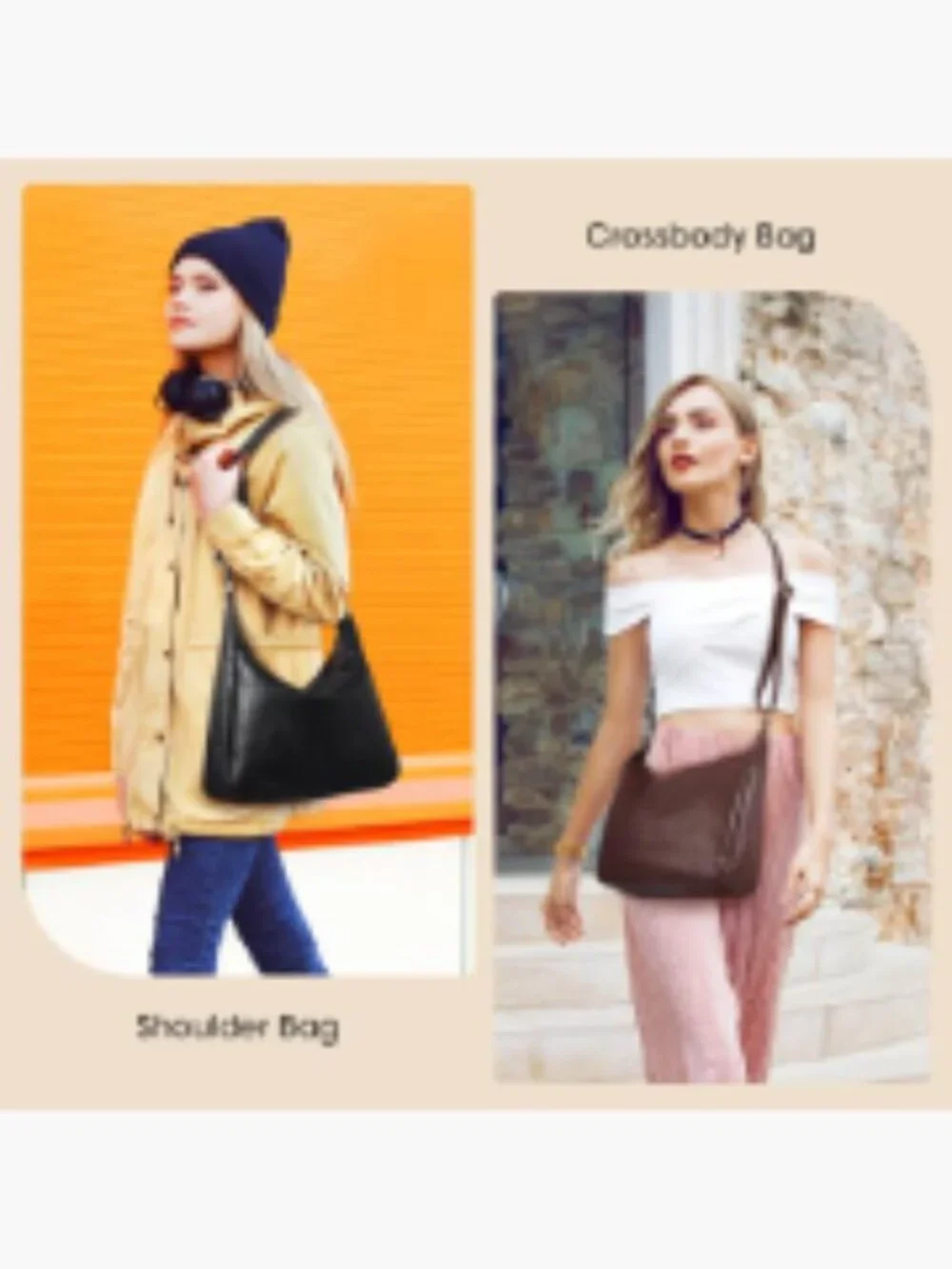 Women Soft Faux Leather Slouchy Hobo Crossbody Bag